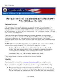 INSTRUCTIONS FOR THE 2020 DIVERSITY IMMIGRANT VISA .